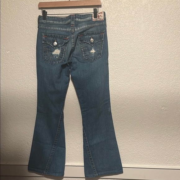 True religion Blue Flare Wide Leg Jeans with Mid-Rise Waist - Picture 3 of 3